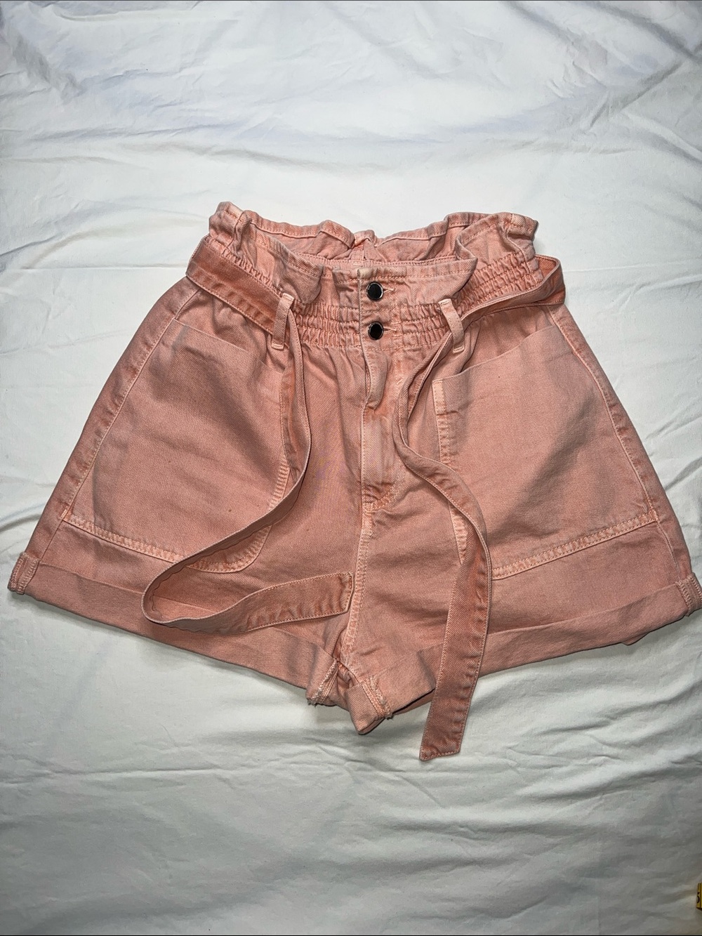 Zara High-Waist Paperbag Shorts - Dusty Pink
